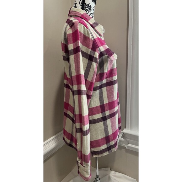 Patagonia Organic Cotton Sz 8 Button Down Shirt Pink Purple Plaid Preppy Comfy - Picture 4 of 12